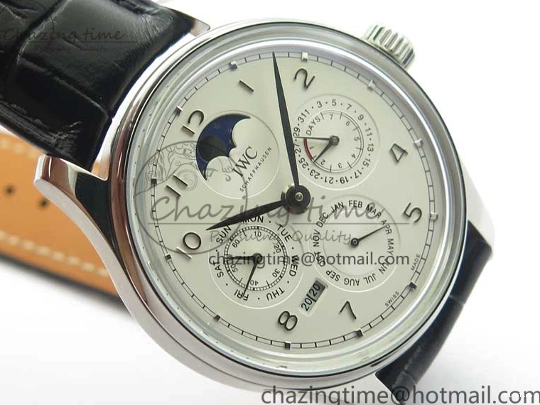 MIROTIME 0216 Portugieser Perpetual Calendar IW503301 V9F 1:1 Best Edition Silver Dial on Black Leather Strap A EyeCatching 7116